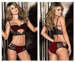 Red and Black Bra set