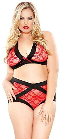 Peek-a-Boo Cutout Bra Set: Size - 1X|2X