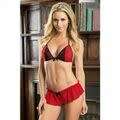 Red Black Lace Bra and Shorts Sleep Set