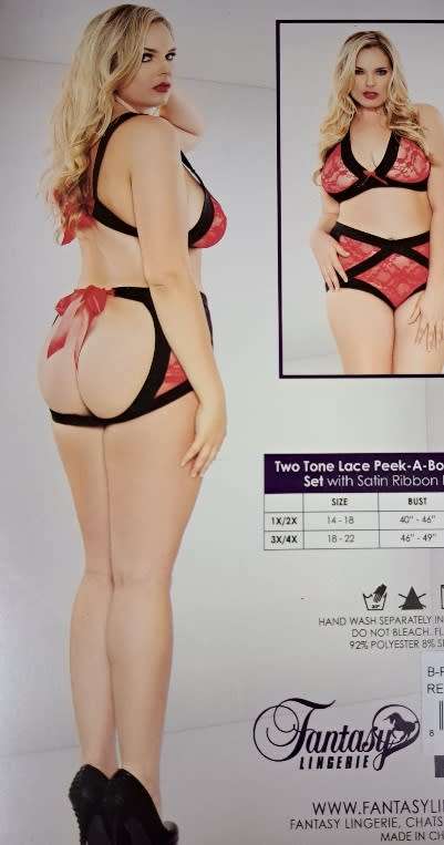 Peek-a-Boo Cutout Bra Set: Size - 1X|2X