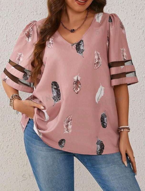 Feather pattern top: 1XL