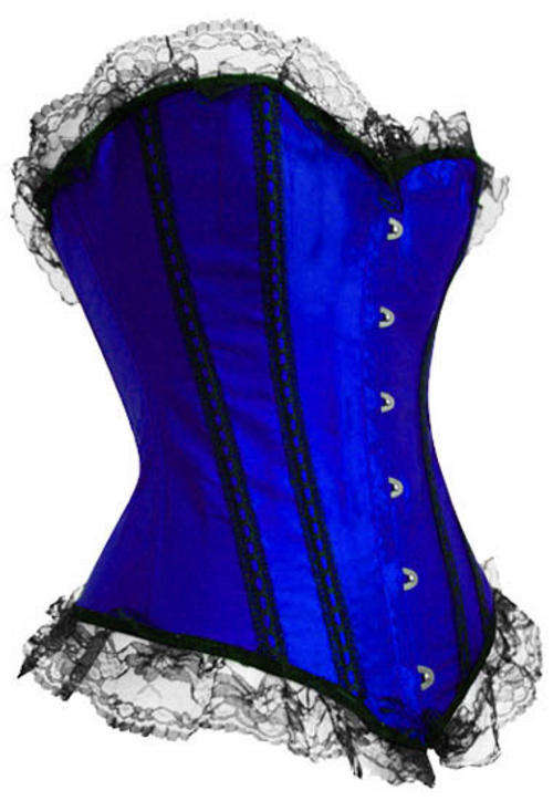 Stunning Blue & Black Corset - Size: XL