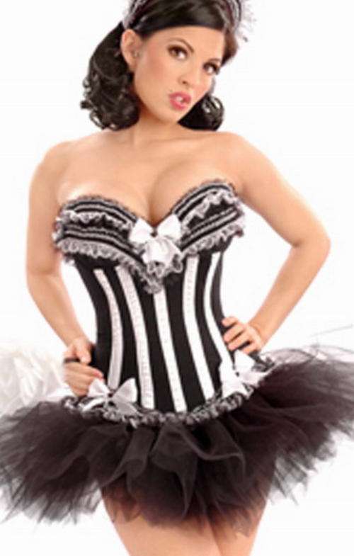 SALE!!!!!!!!!!!!!!!Black & White Corset , Size: Large