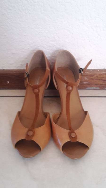 Tan Leather Wedge Sandals from Woolworth