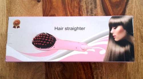 Electronic Hair Brush Straightener in Pearl White