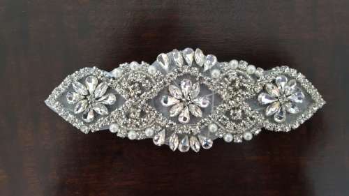 Rhinestone & Pearl Bridal Applique for Bridal Belt