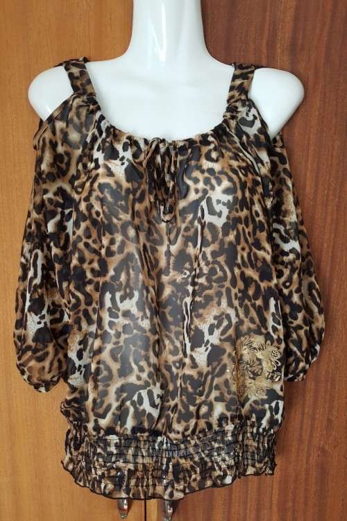 Feminine Animal Print Chiffon Top from Ginger Mary