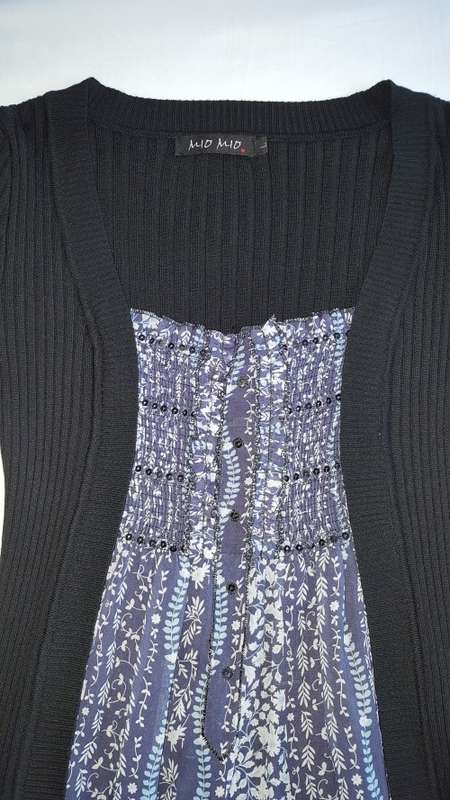 Gorgeous Black and Blue Ruched Dress
