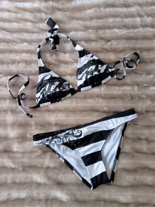 Black and White Striped Bikini from GUESS
