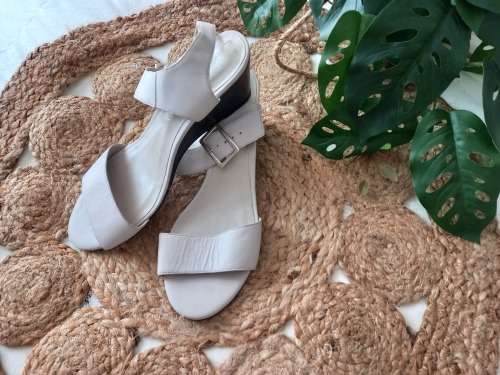 Beige Leather Wedge Sandals from Woolworths