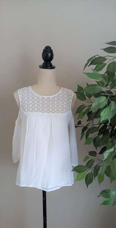 White Open Shoulder Blouse from Truworths