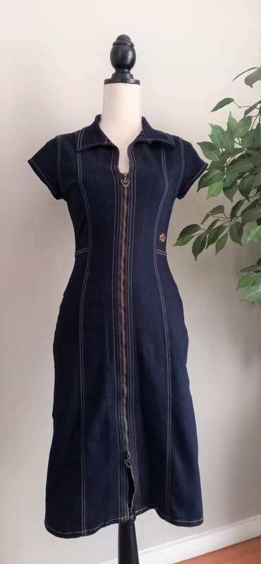 Indigo Zip Front Denim Dress from Ginger Mary