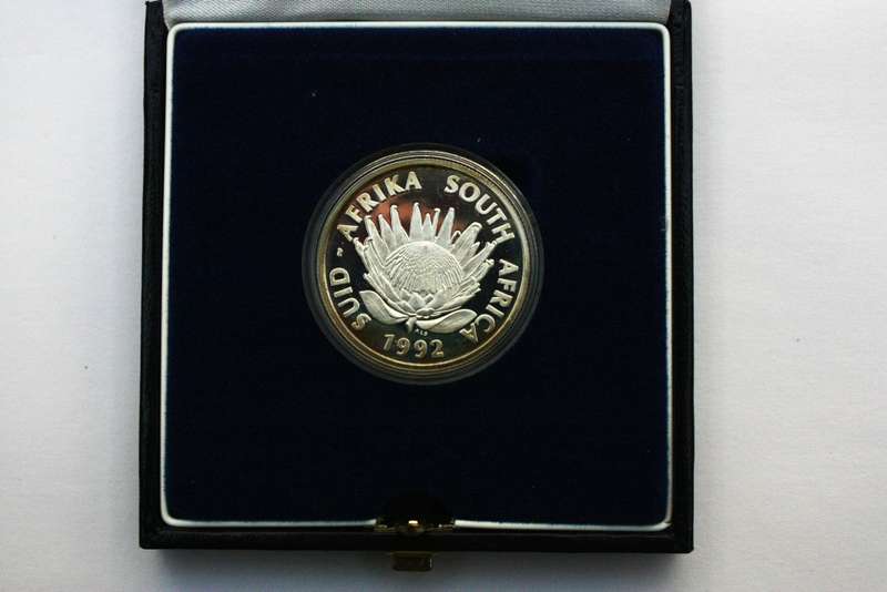 1992 SILVER ONE RAND - PROOF - SEALED IN BLUE S.A.M CASE