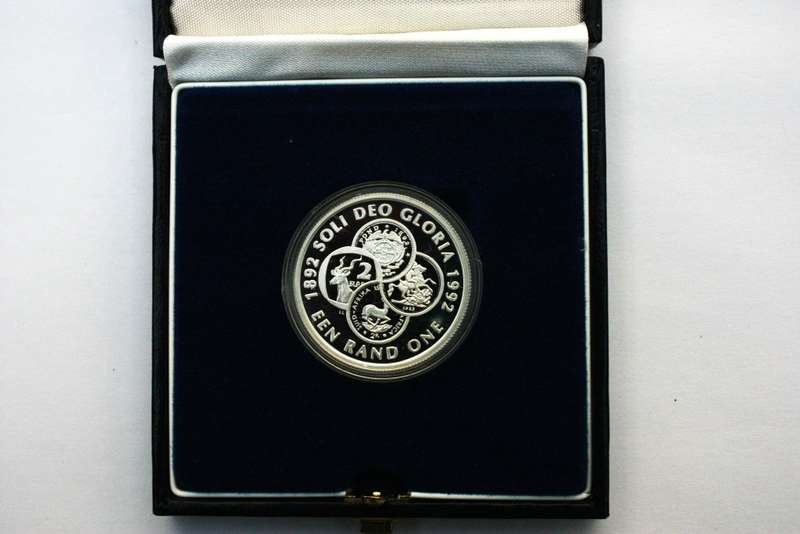 1992 SILVER ONE RAND - PROOF - SEALED IN BLUE S.A.M CASE