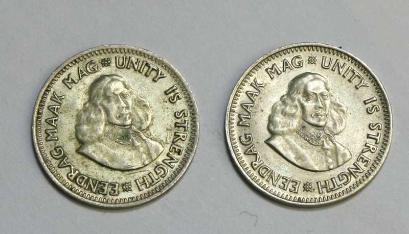 1961 SILVER TWO AND A HALF CENTS - TWO COINS - HIGHEST BID TAKES BOTH COINS