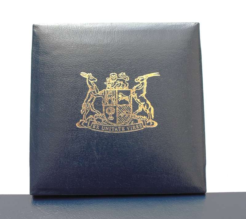1993 Silver Protea One Rand. Proof - Banking - Mintage 7,584 - Issued in Blue SAM Case and sealed.