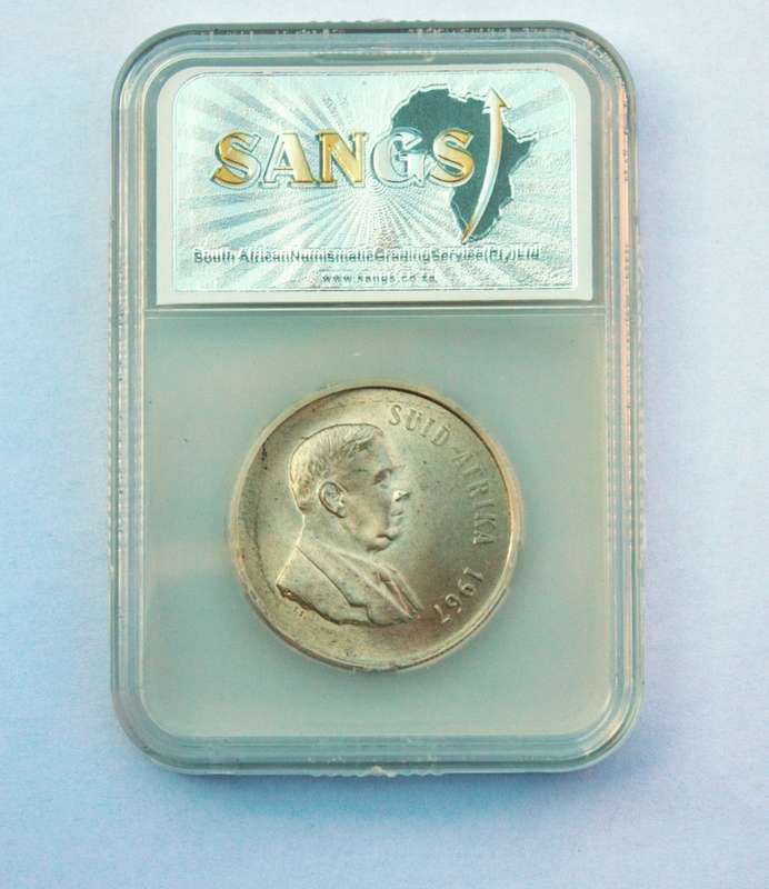 1967 SILVER SOUTH AFRICAN PROTEA ONE RAND - MS64 - VERY HIGH GRADE - AFRIKAANS