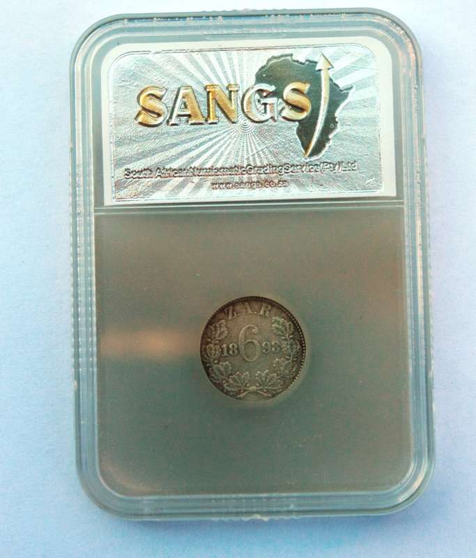 1893 PRESIDENT PAUL KRUGER ZAR SILVER SIXPENCE - GRADED VF20 (F+) - LOW MINTAGE