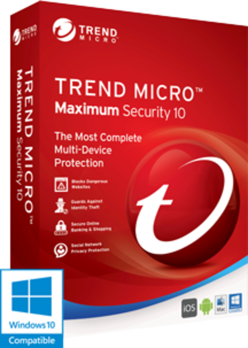 Trend Micro Maximum Security 10, 2016 1year 3pc