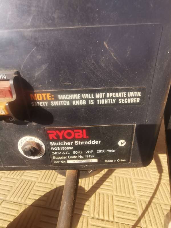 !!!Late Entry!!! RYOBI RGS1500 MULCH MAKER SHREDDER 2HP motor !!Low start!!