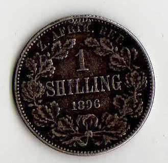 1896 ZAR 1 silver Shilling - Paul Kruger