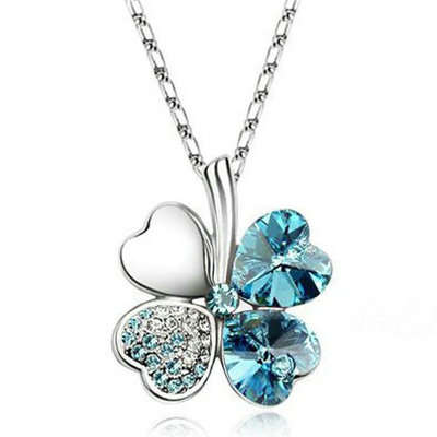 Four Leaf Clover Necklace (Sea Blue)
