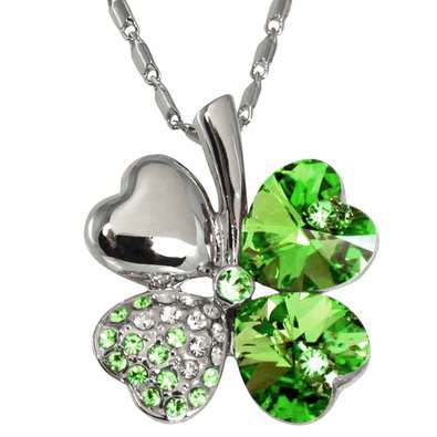 Four Leaf Clover Necklace (Olive Green)