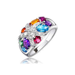 Limited! Only 3!925 Silver GENUINE Natural Garnet Topaz Amethyst... RING US Size 8