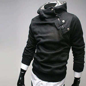 High collar coat 2012 men's jacket Black