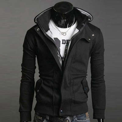 High collar coat 2012 men's jacket Black