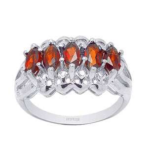 SOLID 9KT WHITE GOLD GENUINE Natural Garnet AND DIAMOND RING Sz 6
