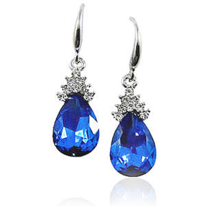 FEMININE Sapphire Diamond Angel Tears SOLID SILVER EARRINGS