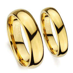 **Never Be Scratched**STUNNING TUNGSTEN CARBIDE 18K GOLD Couple RINGs