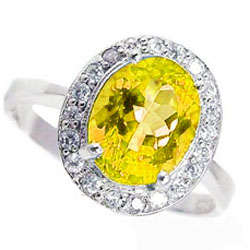 Brand New 2.0 ct GENUINE Natural CITRINE DIAMOND RING 9KT WHITE GOLD Sz 7