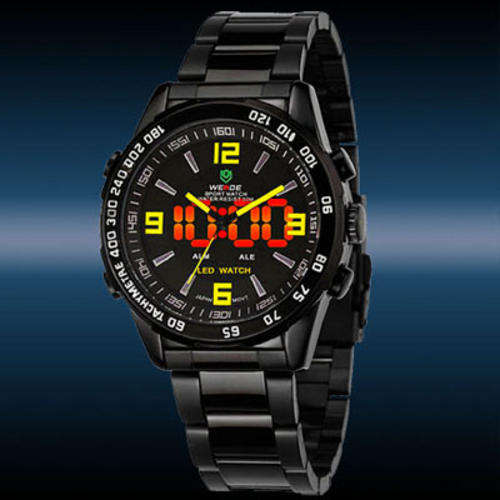 Brand New men LED Waterproof Black Stainless steel Watch