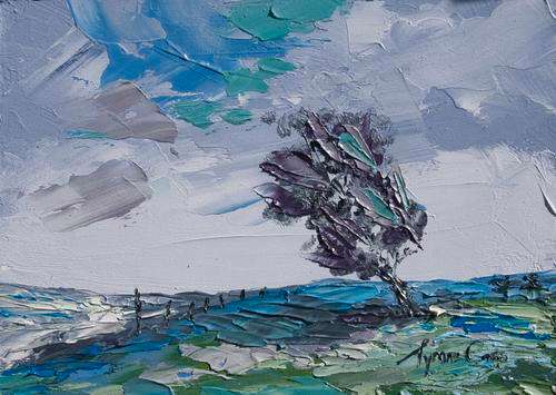 An original Tyrone Cass impressionist landscape in oil