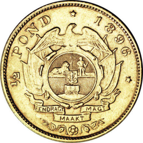1896 ZAR KRUGER 1/2 POND GOLD **RARE FIND**