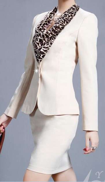 Office lady formal suit --Black and beige