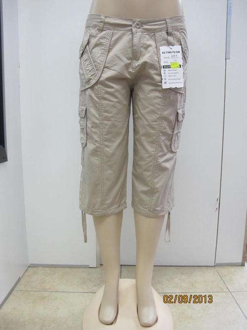 Ladies casual crop with cargo pocket  Stone  size 38