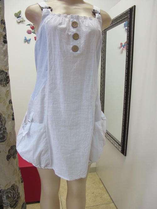 Ladies  cotton  dress with  - M- 2 XL- White and Navy