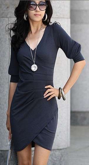 Ladies  fashion dress -charcoal  -    fit for size 32---34