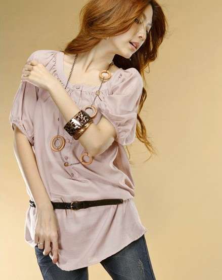 Ladies dress  high density chiffon fabric top With belt  --fit for size 40