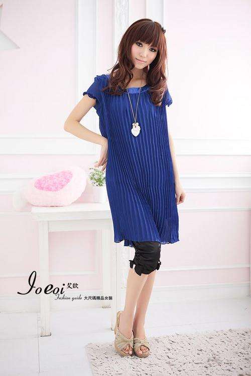Bright blue  - high density chiffon   dress -    fit for size 36