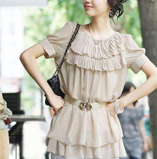 Fine chiffon top   fit for size 30--34-Beige color