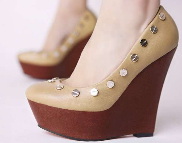 Ladies fashion shoes brown/white 10cm height heel from size 3--5 available