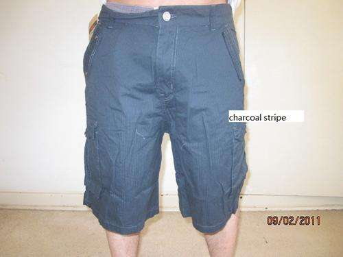 Men's authenic wash 100% cotton twill cargo short charcoal stripe size 38- Crazy price R85