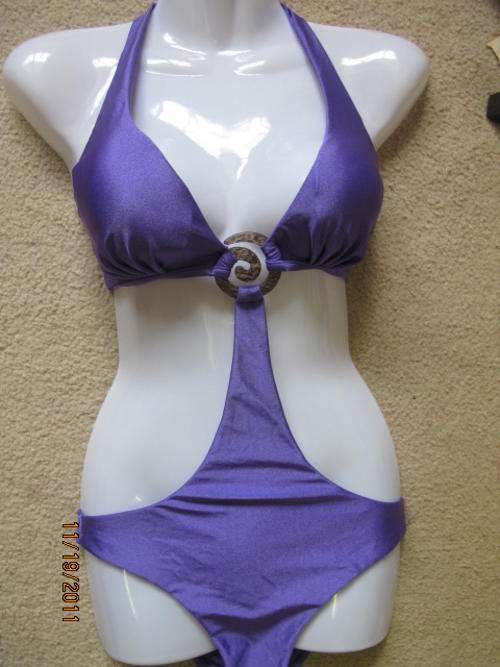 ladies fashion RAE swim bikini- fit for size 30-32 -purle  front with  buckle
