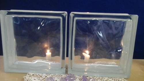 TWO STUNNING GLASS BRICKS. MADE IN JINGHUA CHINA. TRULY MAGNIFICENT!