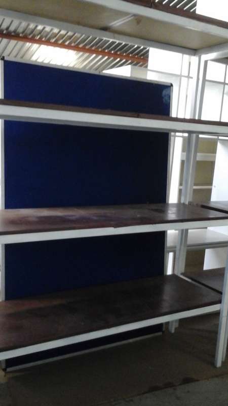 LOOKING FOR SHELVING THAT STRONG & STURDY.THIS IS MADE OF A RECTANGULAR STEEL FRAME & WOODEN SHELVES