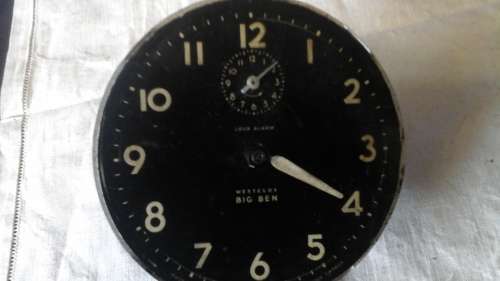 MAGNIFICENT VINTAGE BIG BEN LOUD ALARM WESTCLOX MECHANISM & FACE. MADE IN CANADA. NO BODY!